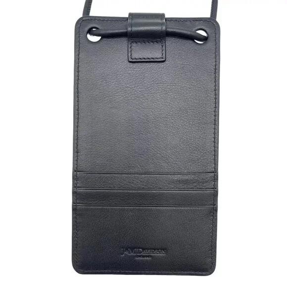 J&M DAVIDSON Losange Phone Holder Cross Body Bag Black Leather